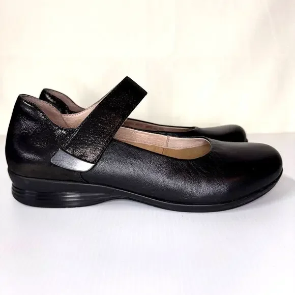 DANSKO Audrey Mary Janes Women's 9.5/EU 40 Ballet Flat Black Leather Sparkle - Picture 3 of 11